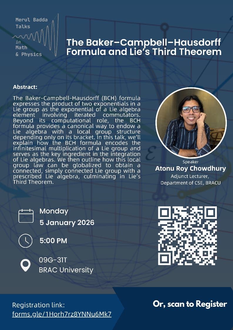 Poster for The Baker–Campbell–Hausdorff Formula and Lie’s Third Theorem