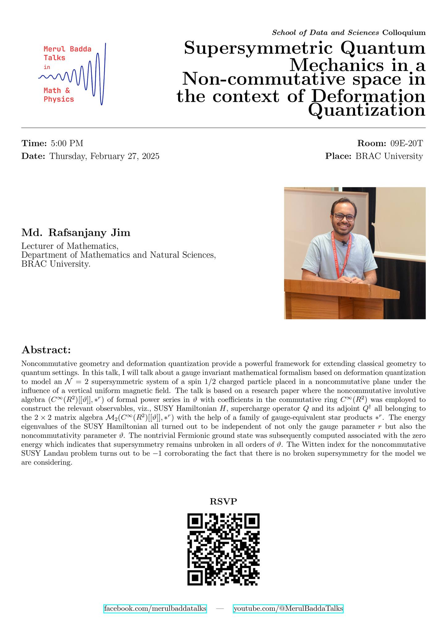 Poster for Supersymmetric Quantum Mechanics in a Non-commutative Space in the Context of Deformation Quantization