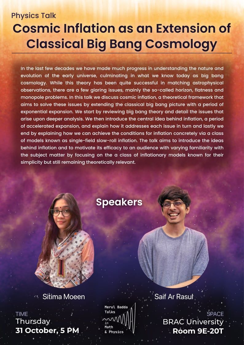 Poster for Cosmic Inflation as an Extension of Classical Big Bang Cosmology