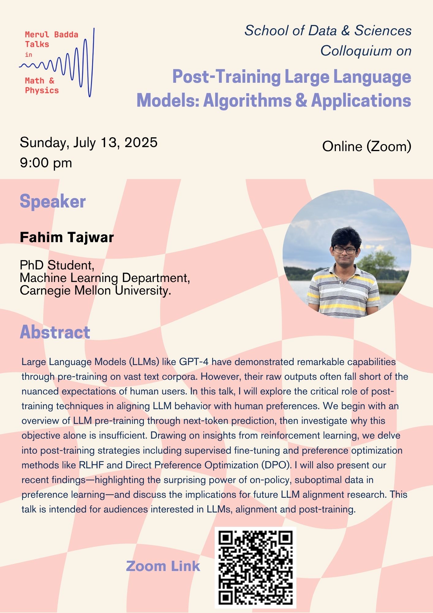 Poster for Post-Training Large Language Models: Algorithms & Applications